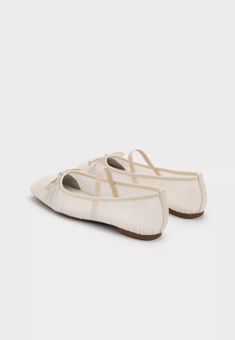 MESH PLEATED BALLET FLATS