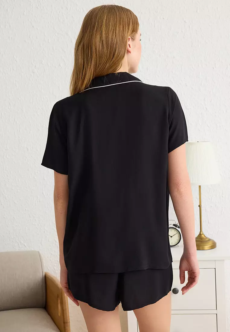 Ribbon/Bow and Piping Detail Pajama Set