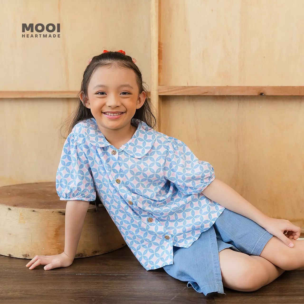 Mooi Atasan Batik Anak Perempuan Naraya Batik Top - Sky Blue