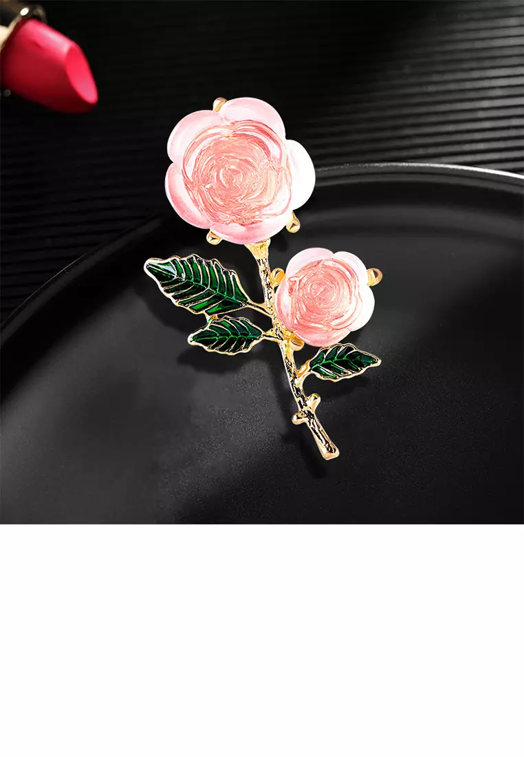 Gold top rose brooch