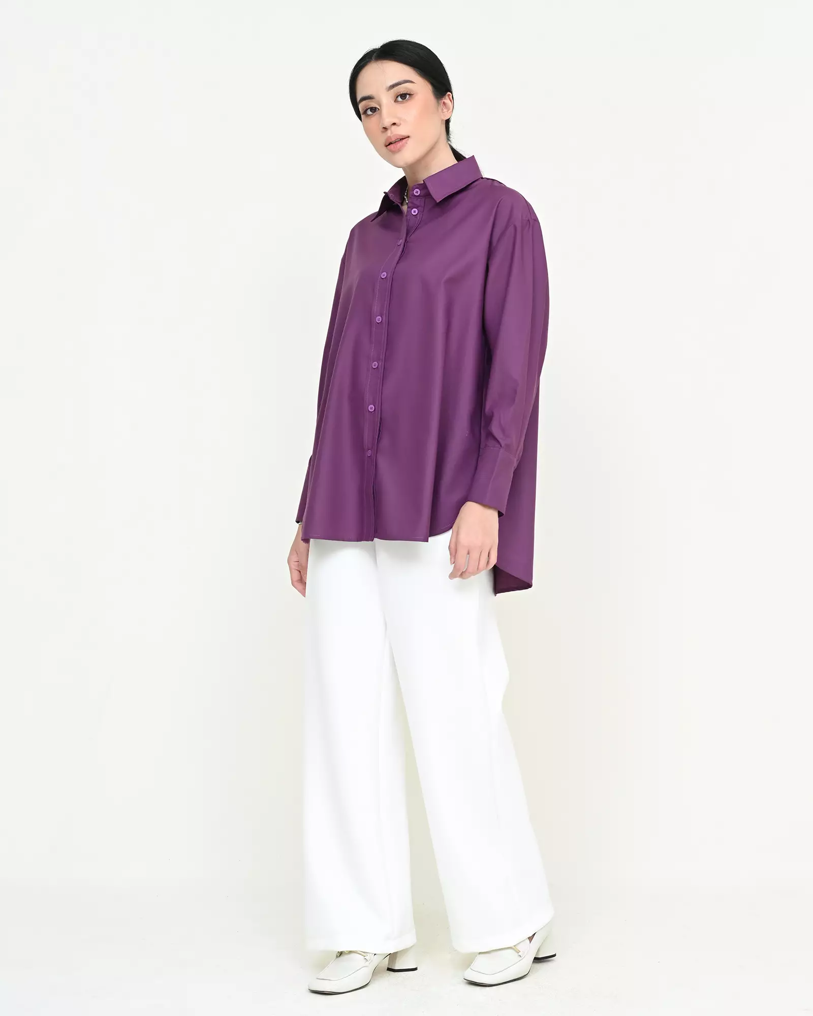 Geulis.id PIPER SHIRT / KEMEJA OVERSIZE WANITA - PURPLE