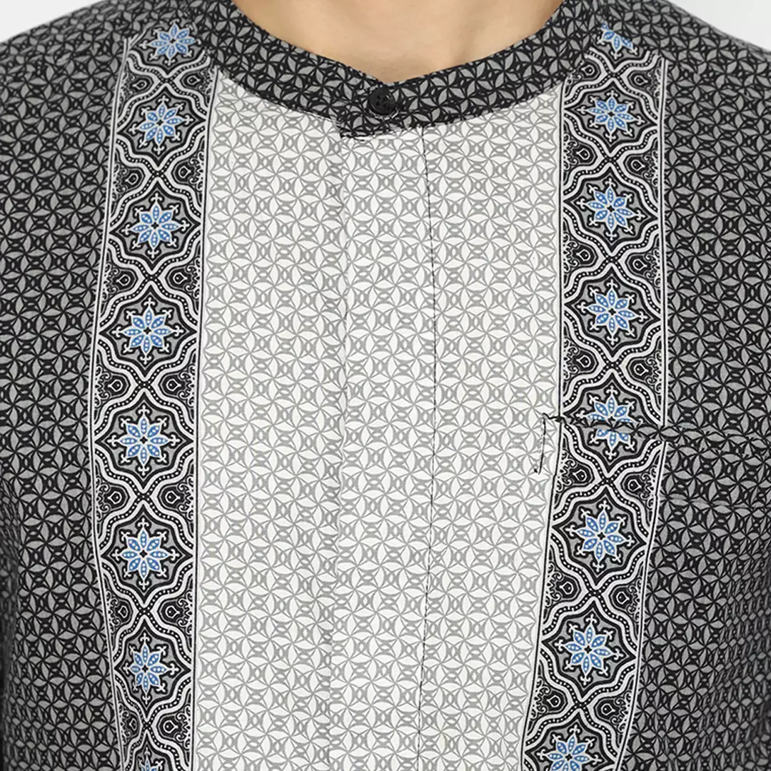 Basic Safa Black Kemeja Koko Pria Lengan Panjang