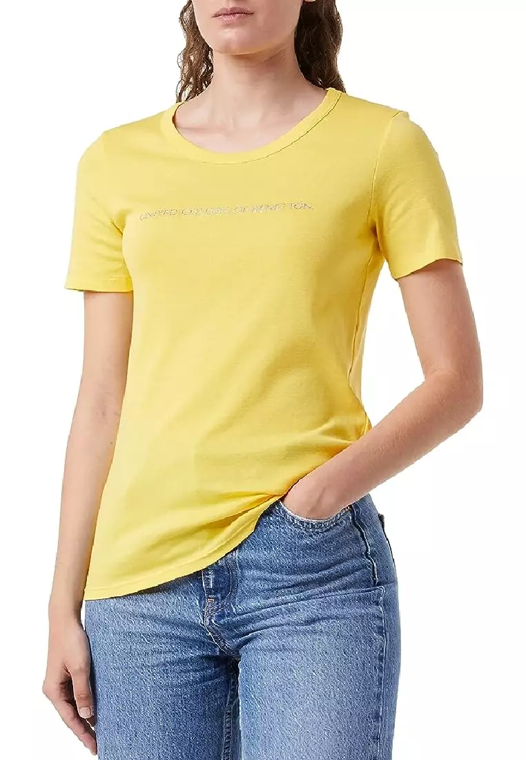 Buy United Colors of Benetton T-shirt in 100% cotton with glitter print  logo 2024 Online | ZALORA Singapore
