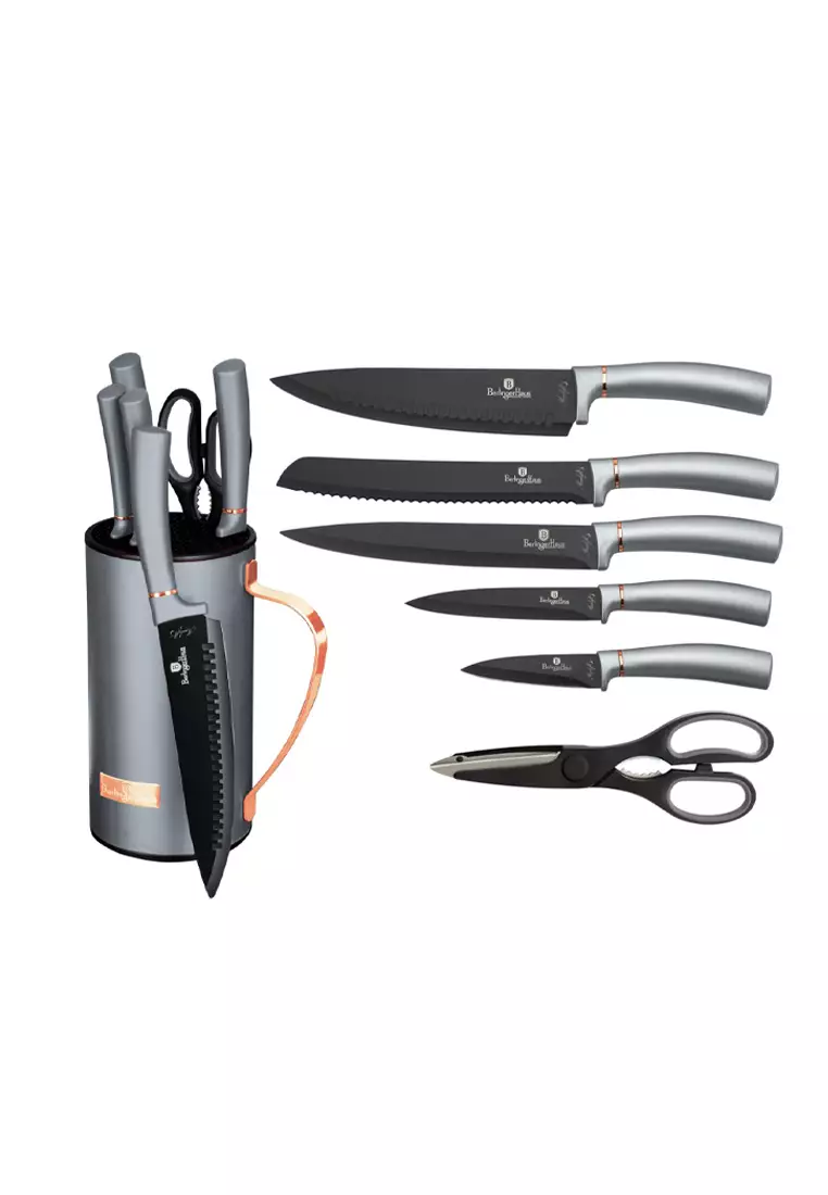 6-Piece Knife Set w/ Magnetic Holder Rose Gold Collection - Berlinger Haus  US