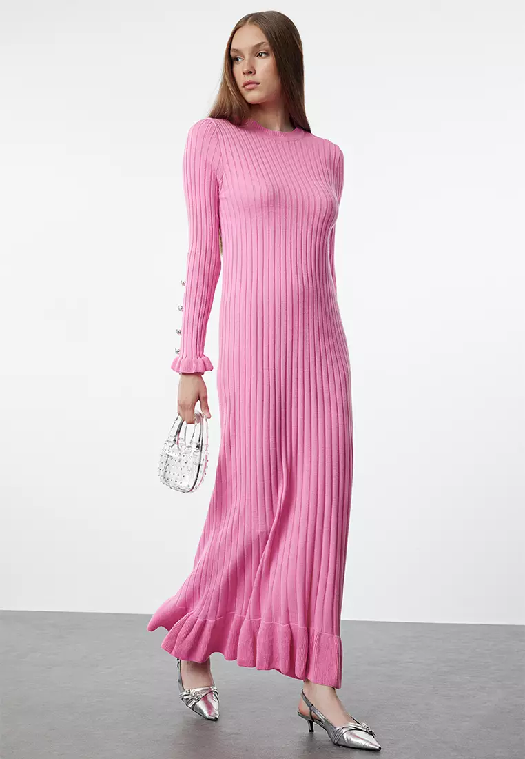 Straight Frill Hem Knitted Dress