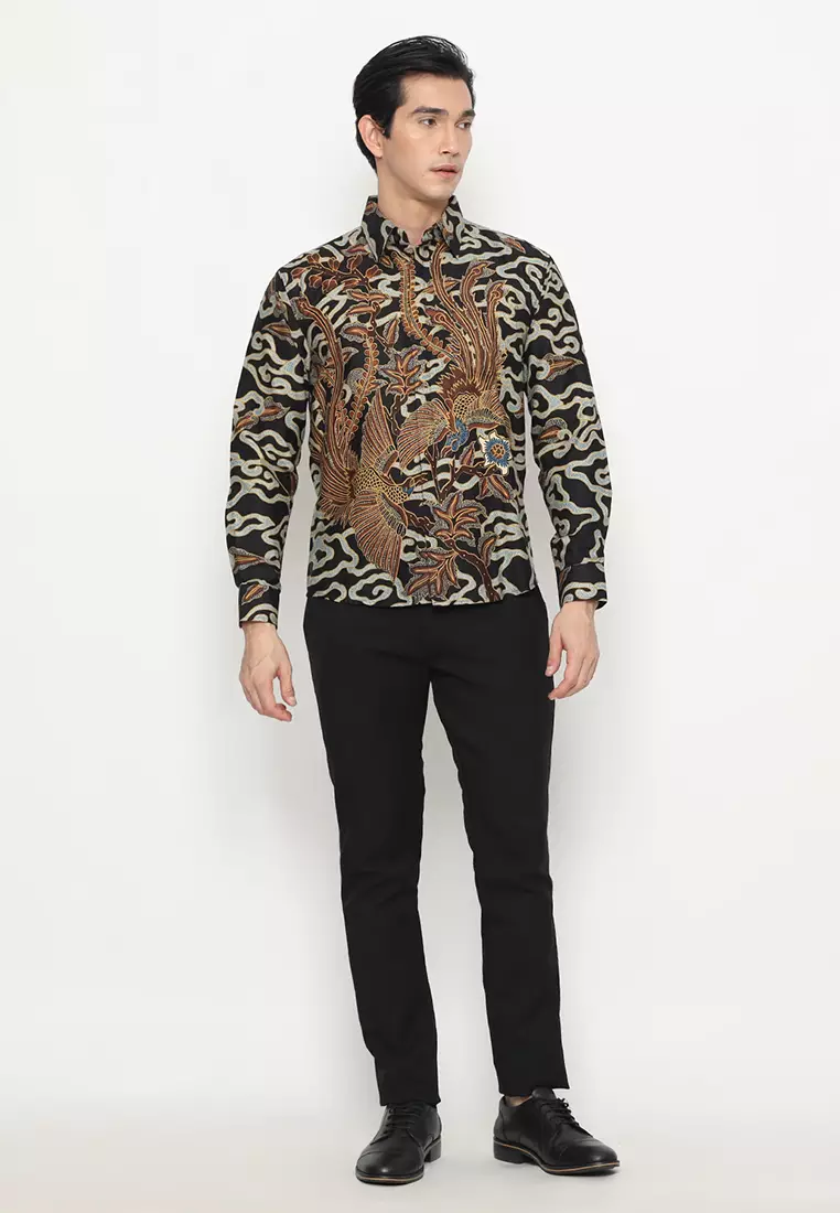 Kemeja Batik Pria Reswara - Black/Blue