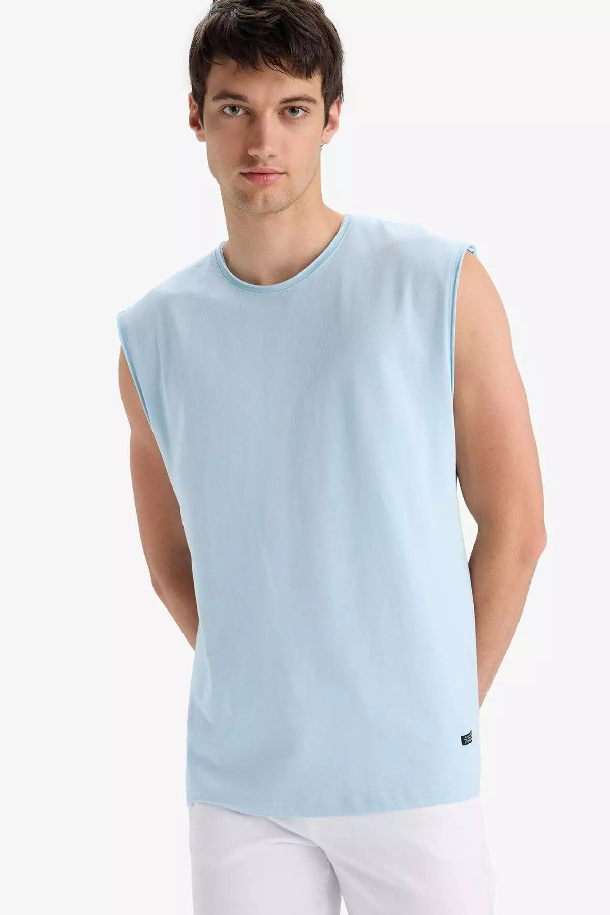 100% Cotton Boxy Fit Crew Neck Basic Plain Undershirt C7205Ax25Sm