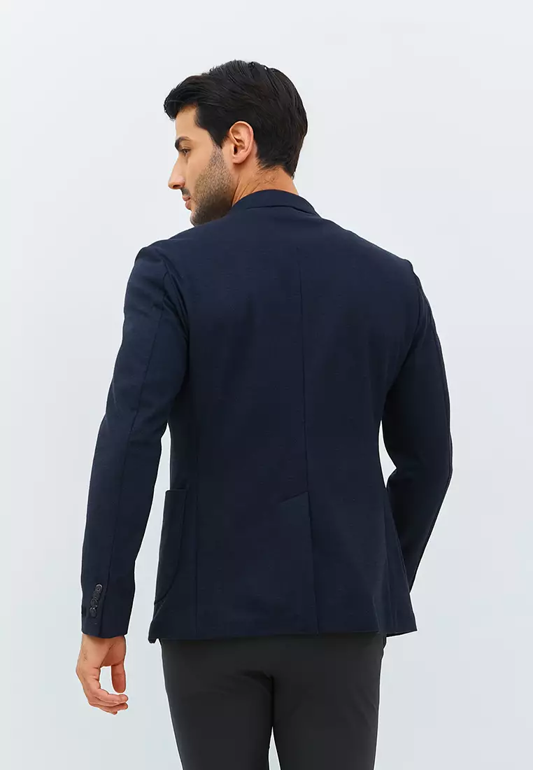 Jobb Dornan-T1 Blazer Pria Slim Fit Navy Warna Navy