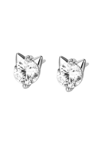 LYCKA silver LDR3236 Sparkling Cat's Ears Stud Earrings 06208AC77D45C4GS_1