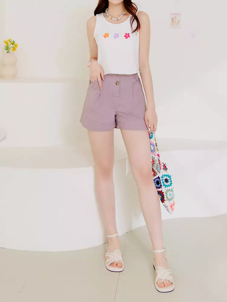 Casual High-Waisted Back Elastic Shorts [BA7489]