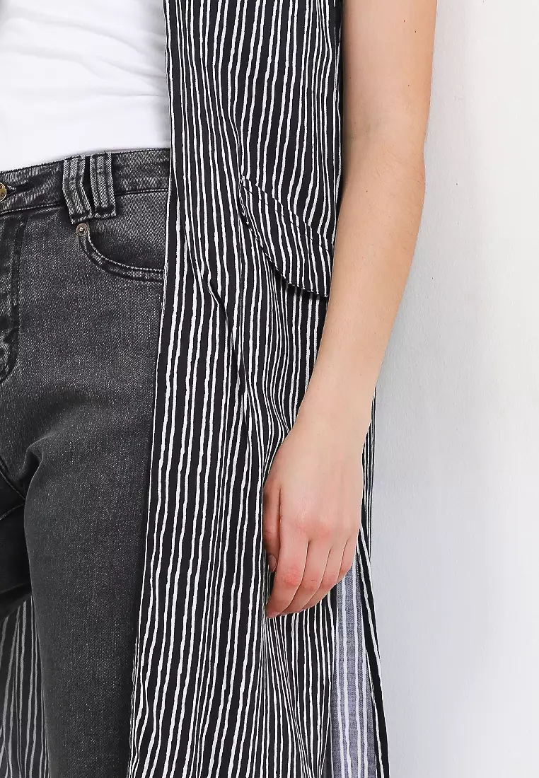 Cardigan Wooden Black Offwhite