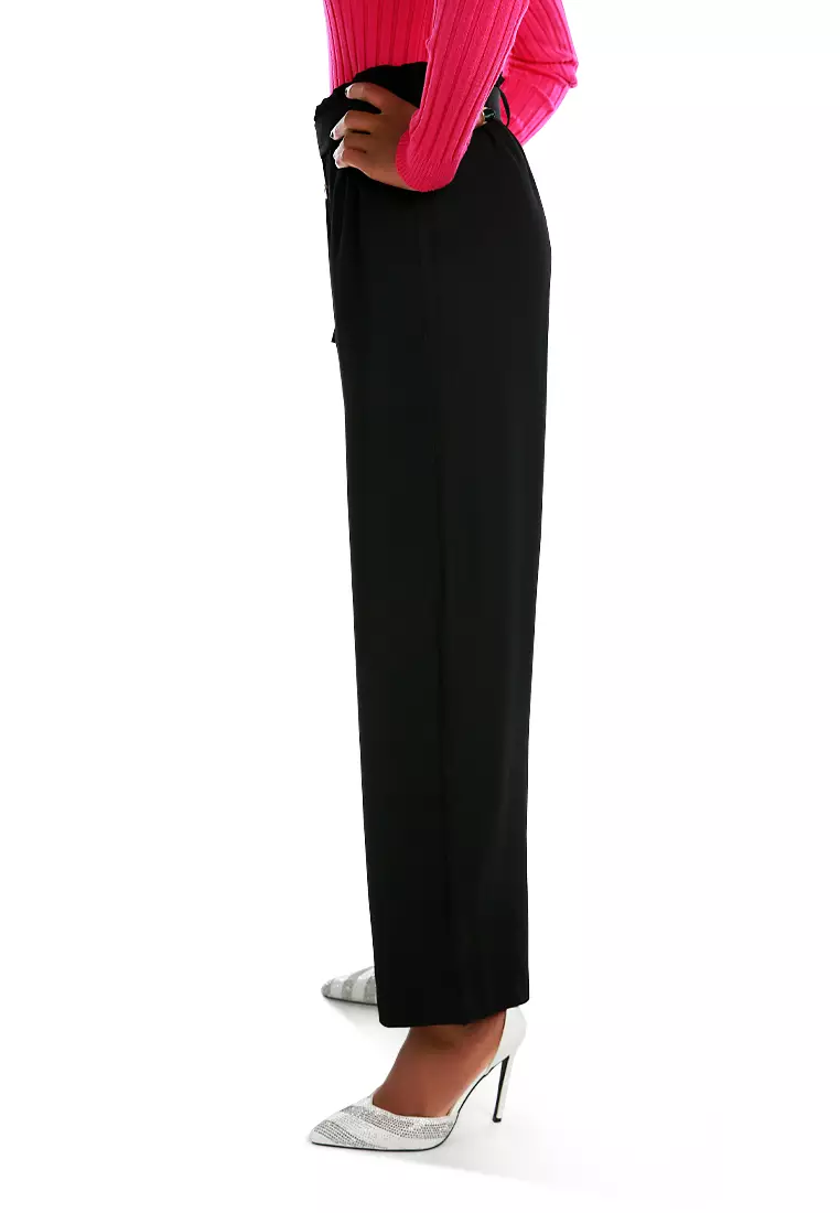 Black Multi Button High Waisted Pants