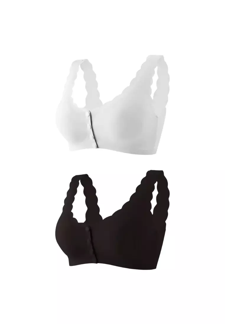 2 Pack Premium Mikko Seamless Nursing Bra Paded Push Up Bra in White and Black