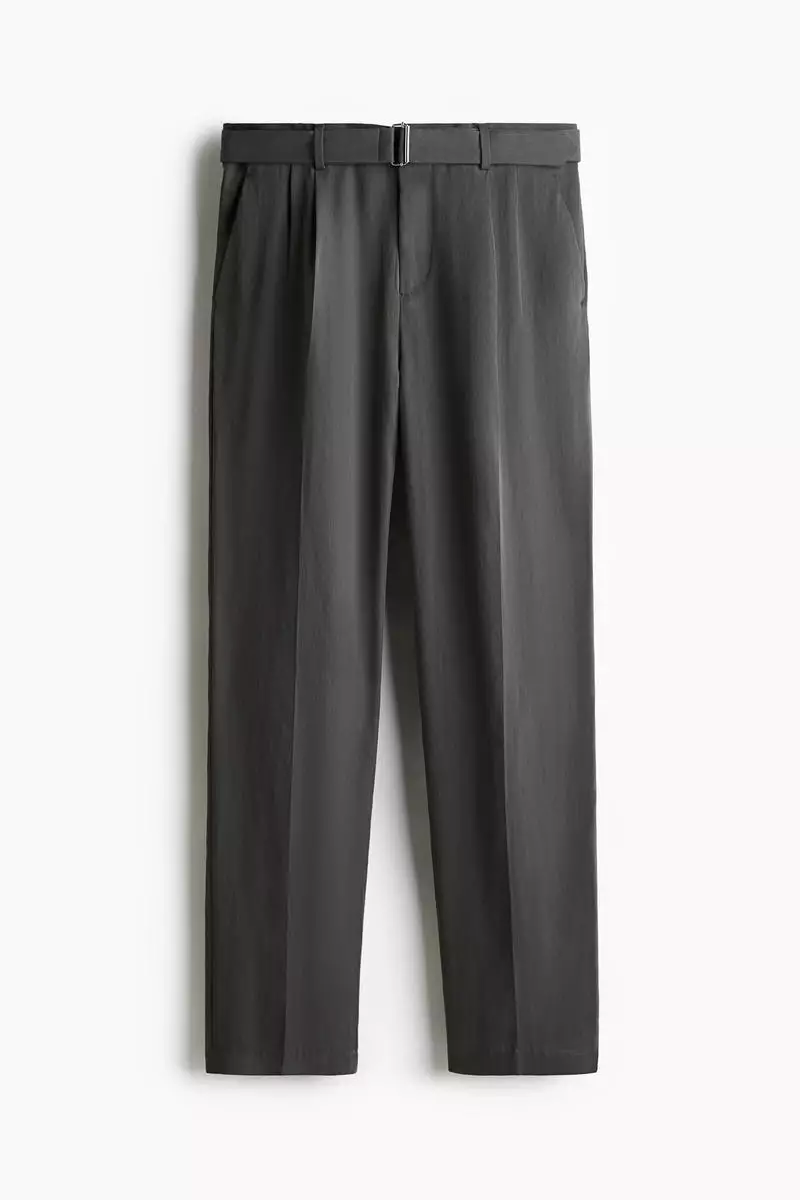 Regular Fit Belted twill trousers