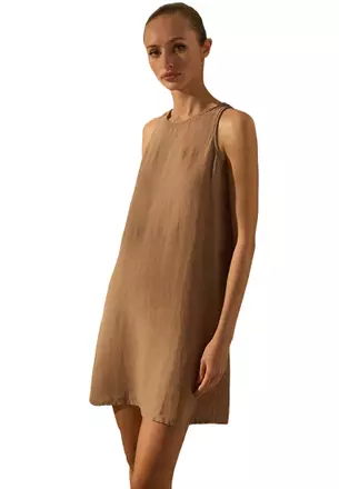 princess polly baby blue dress ZARA cream linen dress with adjustable straps • the main image 1