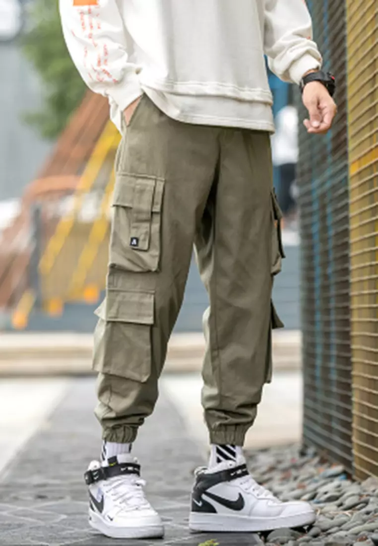 Buy hkehunter Men's Spring Drawstring Waist Anklestied Cargo Pant