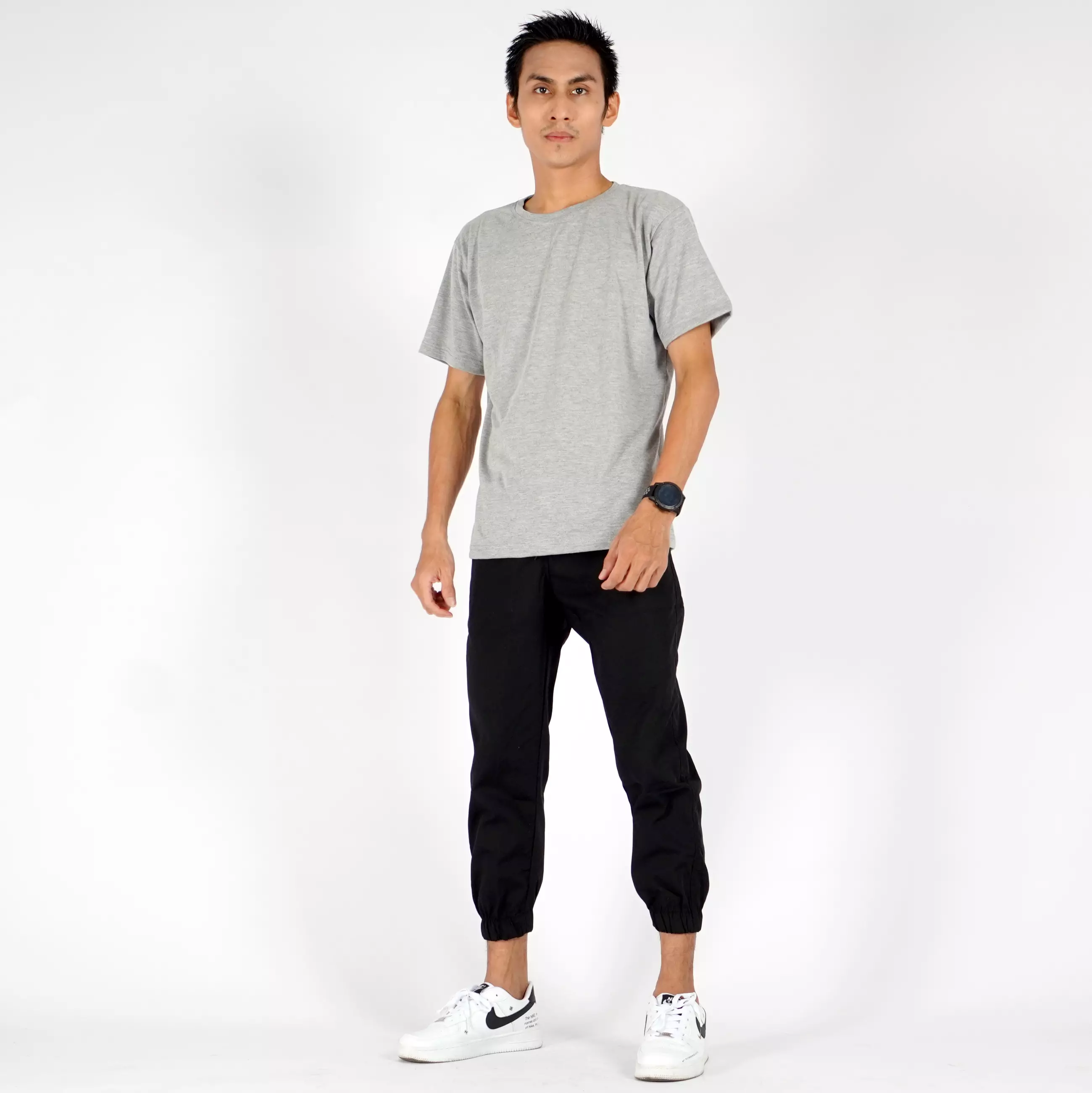ICHSAN Celana Jogger 3/4 Pria Celana Sirwal Jogger Pangsi 3/4 Slimfit Fashion Casual Pria - HITAM