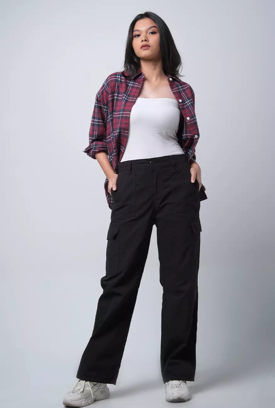 Celana Cargo Wanita Misha Black