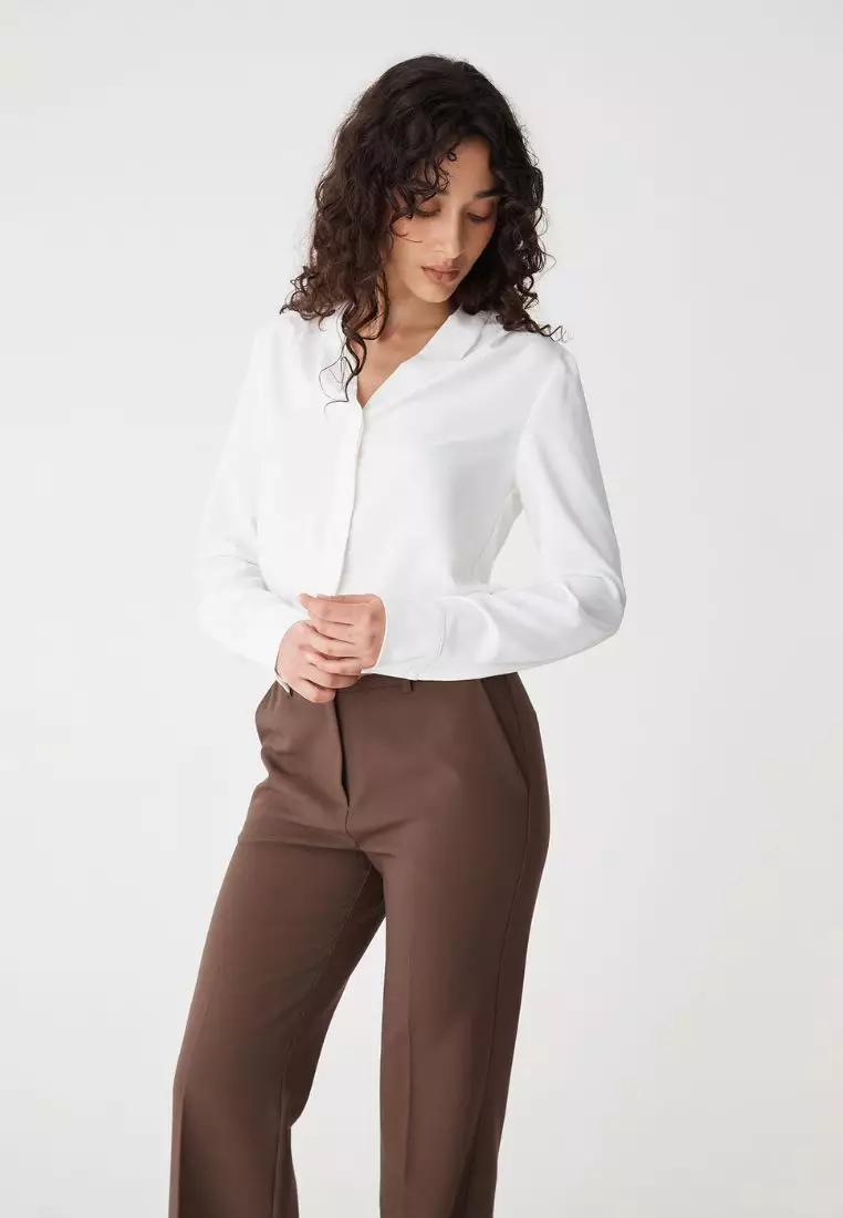 Claudia Pleat Neck Blouse