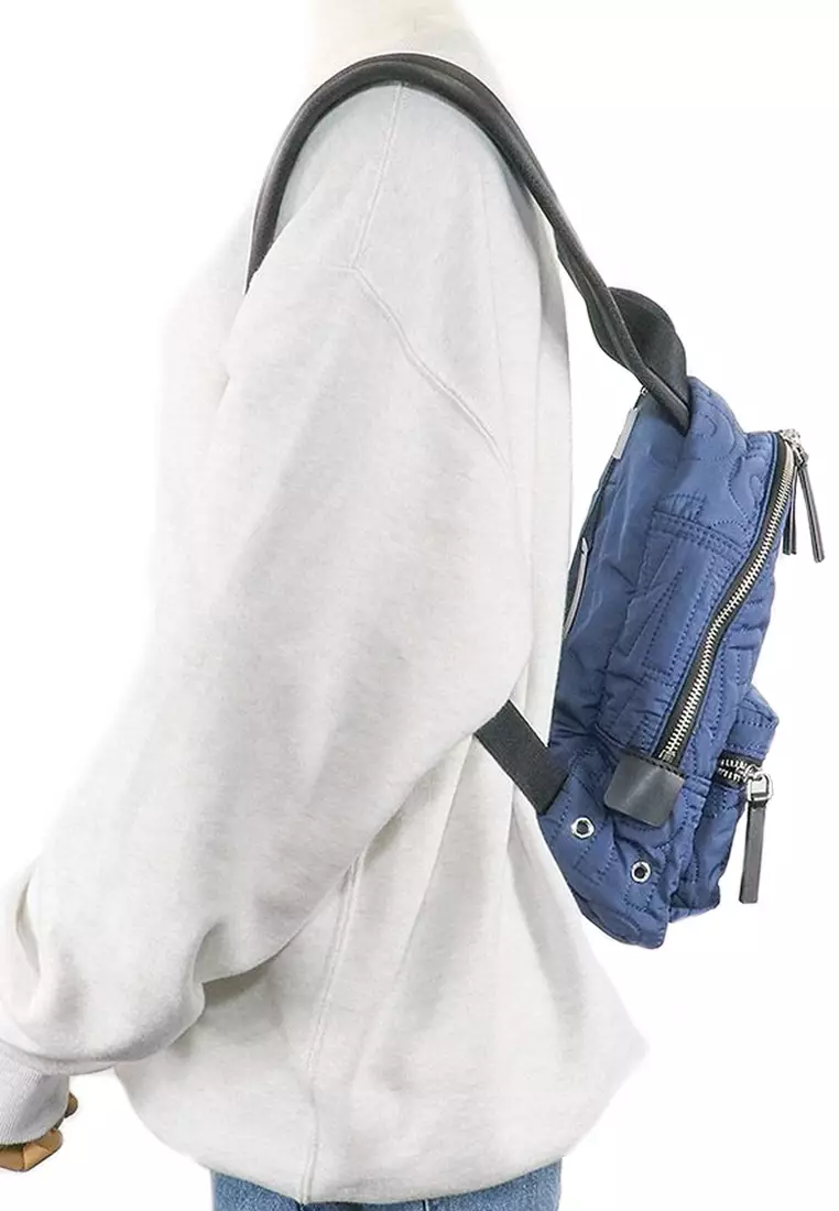 Nylon Jumbled Logo Workwear Small Backpack Bag in Azure Blue 4S4HBP002H02