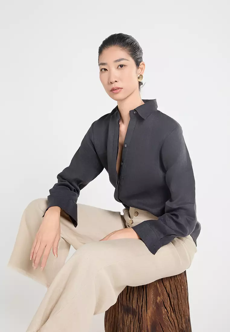 Basic Long-Sleeve Linen Shirt