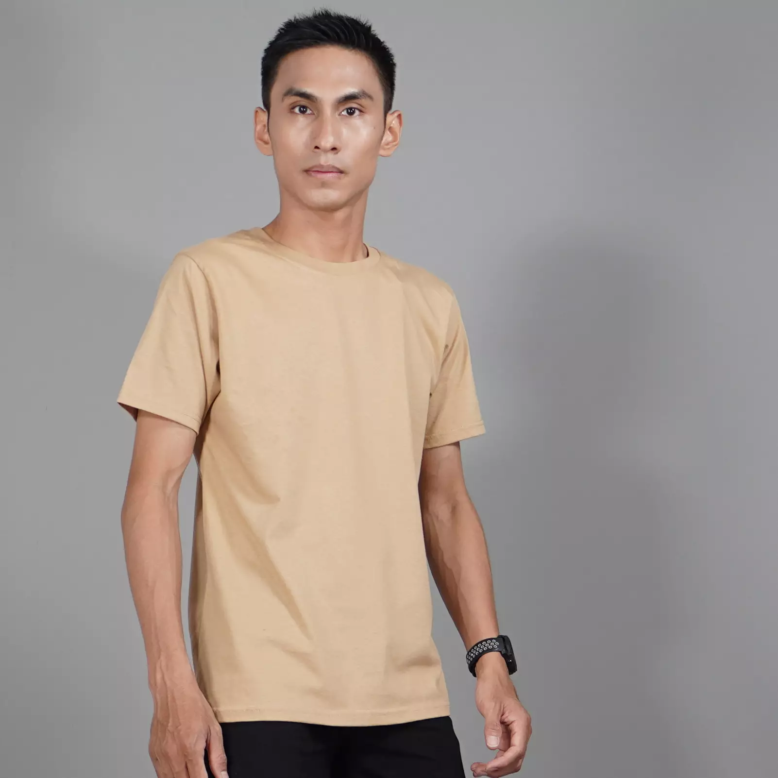  Kaos Polos Lengan Pendek Pria TShirt Cotton - Latte