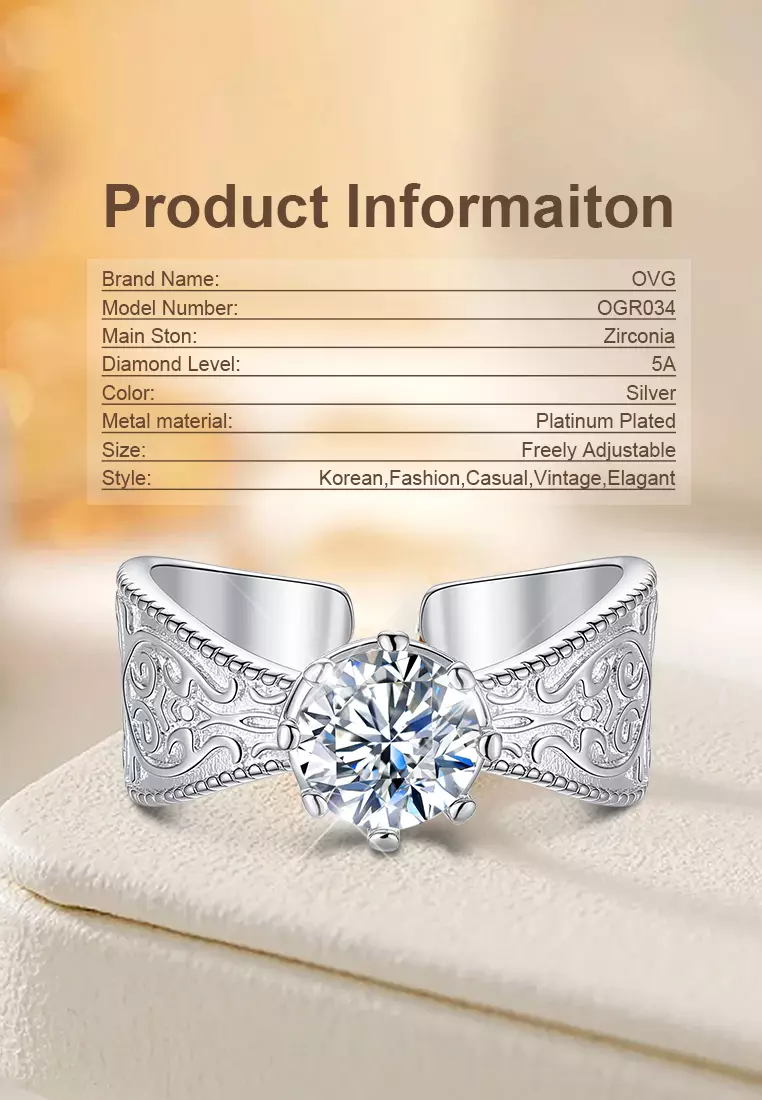 Cincin Wanita R034 Original Free Size Perhiasan Dilapisi Platinum
