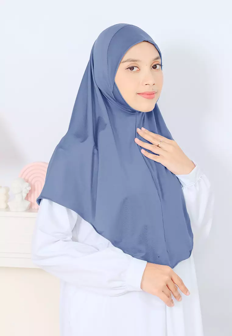 Cotton Bee - Kalea Bergo | Hijab Instan Malay | Jilbab Soft Pad Dagu - Lake Blue