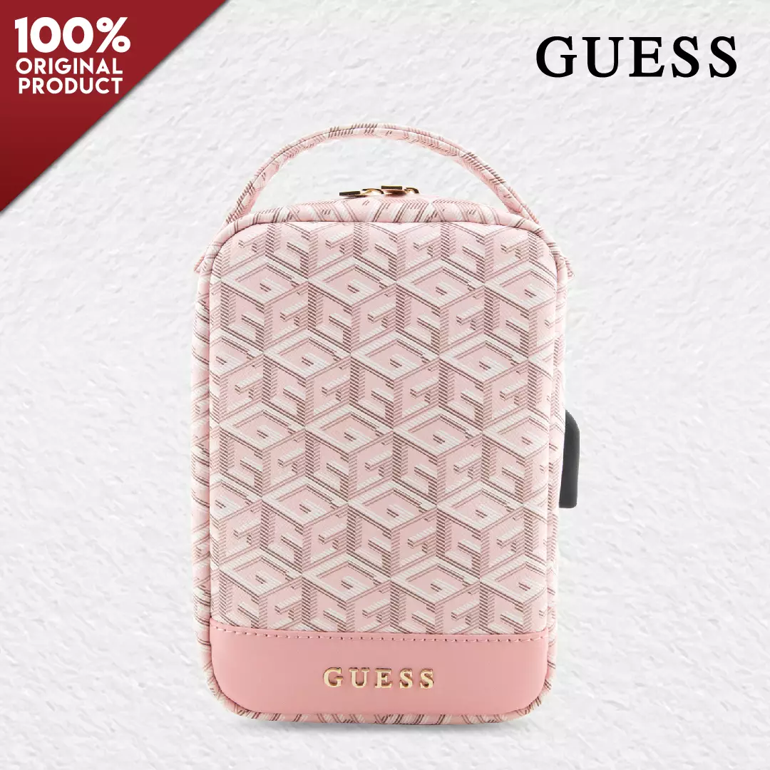 Jual Guess Handbag Clutch Pouch GUESS Gcube Stripe Pink Original 2024