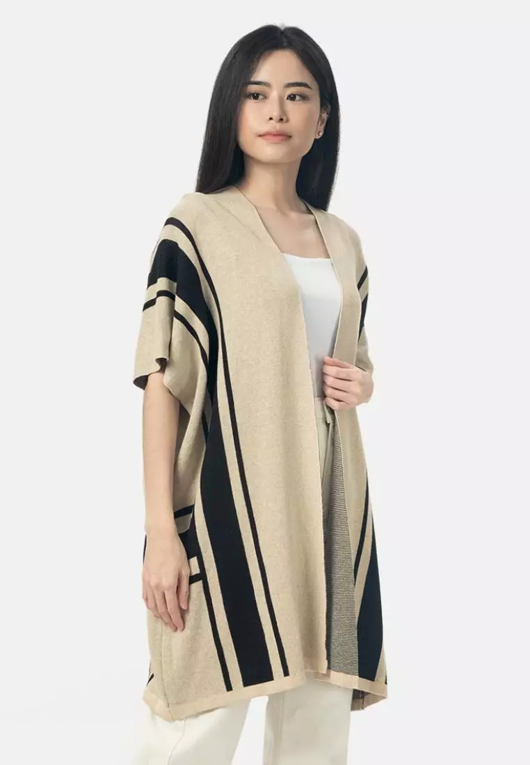 Gio Pattern Knit Cardigan in Beige