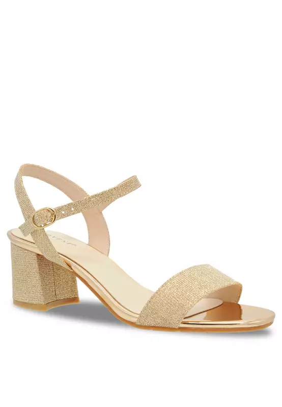 Sling Back Faux Leather Strap Casual Heels