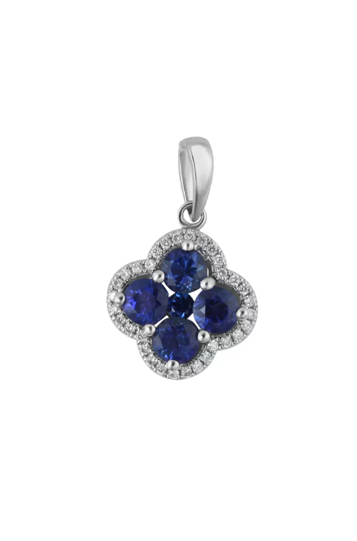 Buy GOLDHEART GOLDHEART Blue Clover Pendant Sapphire Diamond