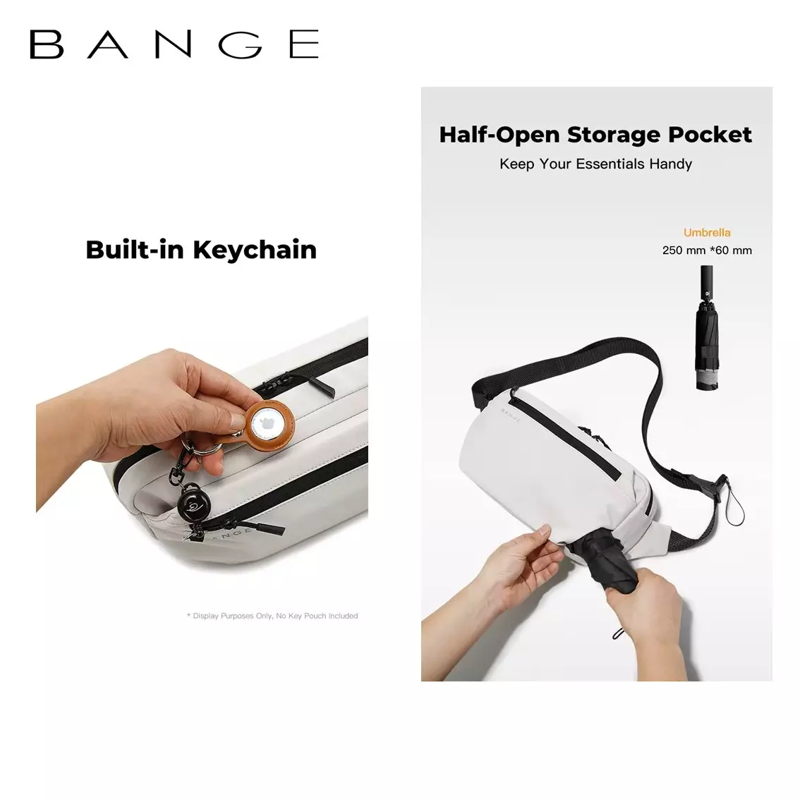 BANGE BG7851 Tas Selempang Pria Crossbody Sling Chest Waist Bag Ringan Cowok - GREY