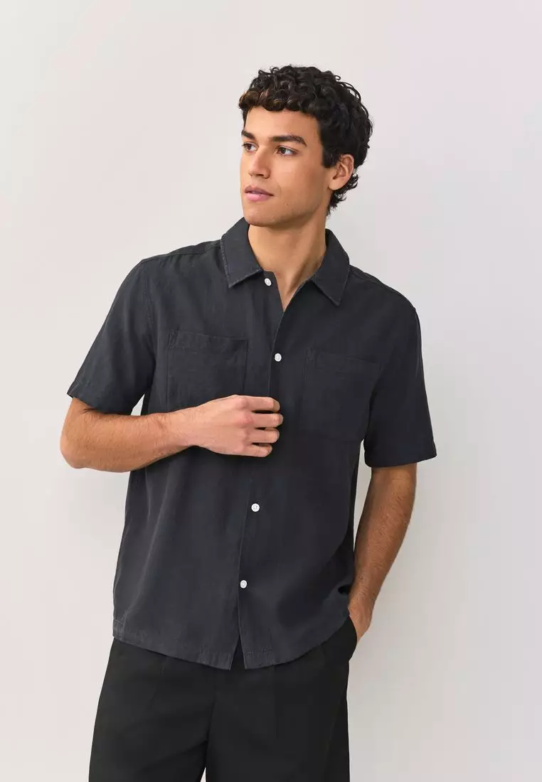 Linen Tencel Blend Short Sleeve Shirt