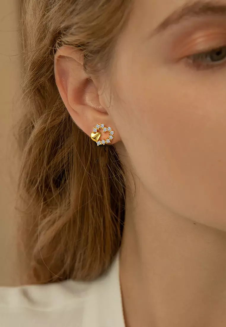 Anting Wanita Titanium Original Korea Elegan Heart Style Anting Giwang Tusuk Cewek