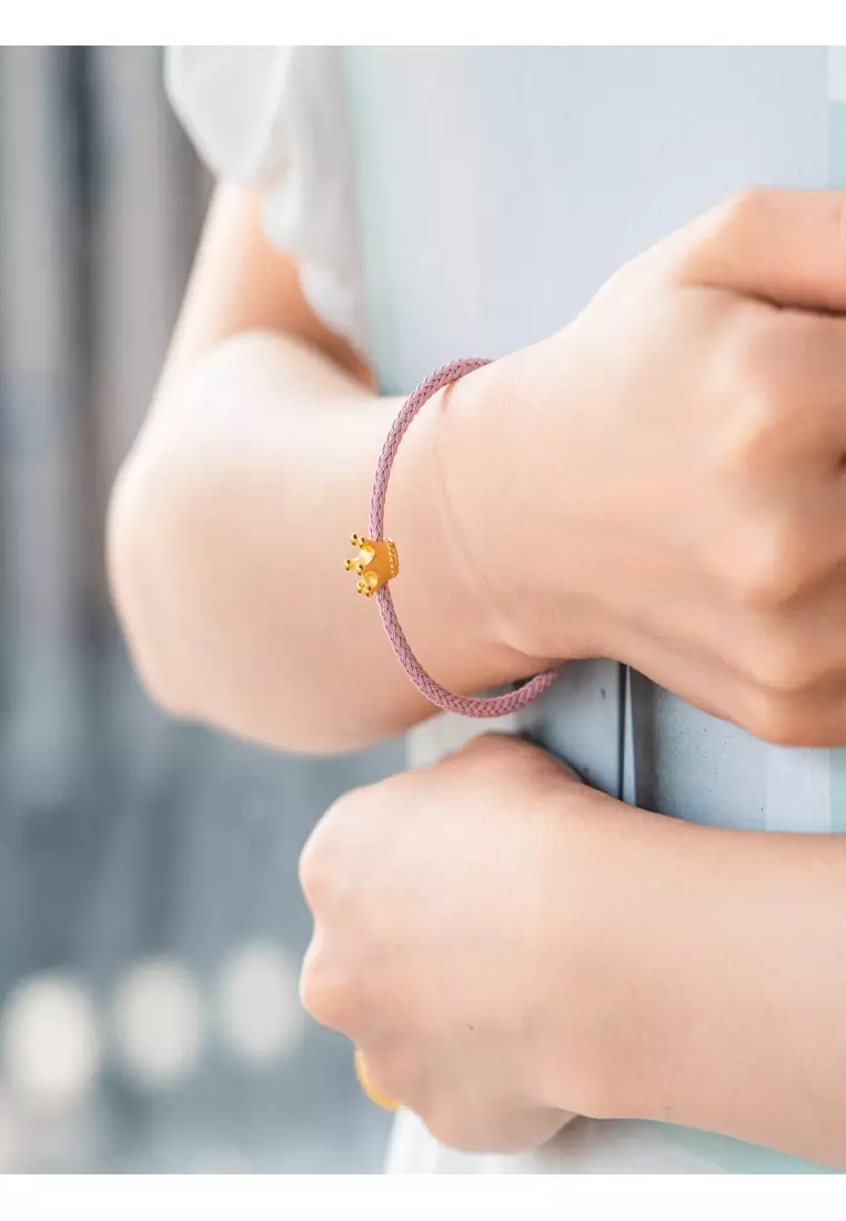 999 24K Solid Gold Princess Tiara Crown Mini Charm 92313C (Bracelet not included)