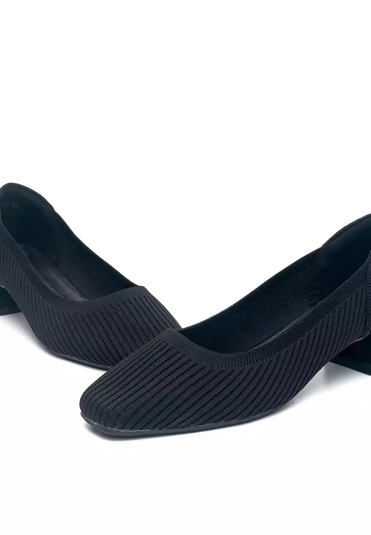 Kim Mid Block Heel Pumps in Black
