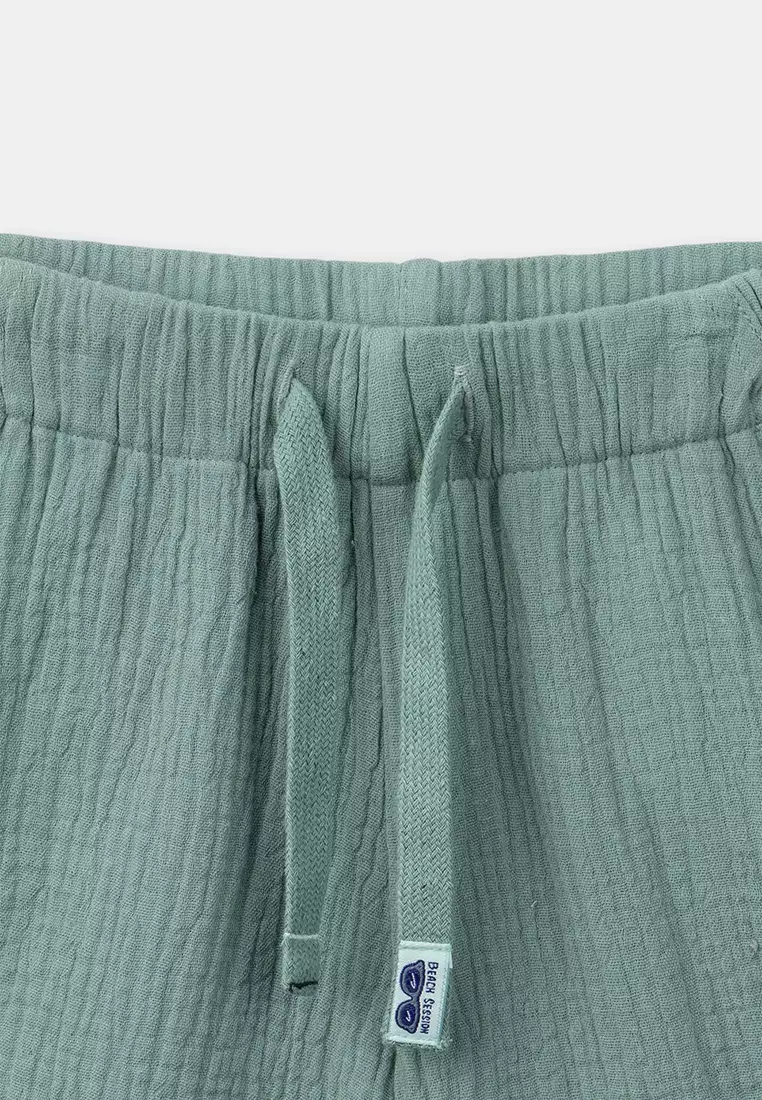 WATER GREEN COTTON GAUZE SHORTS
