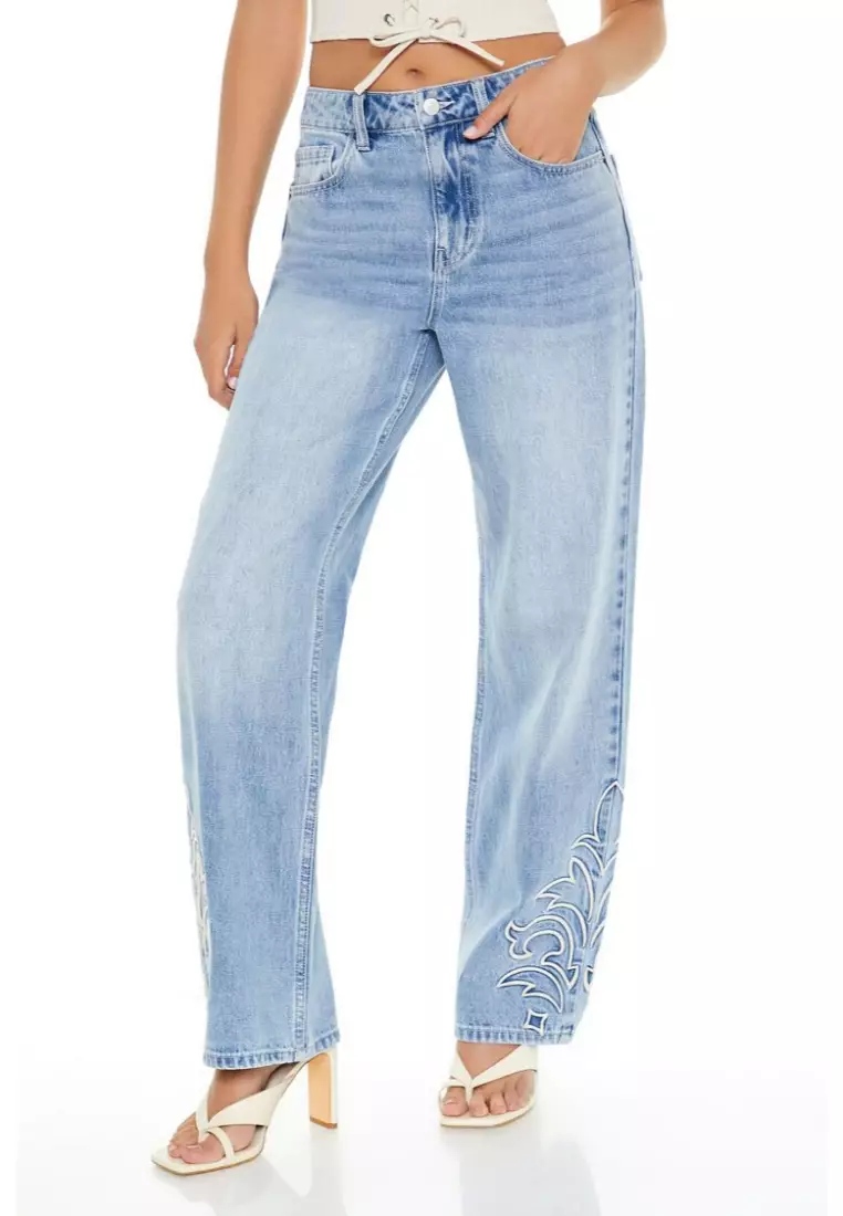 Forever 21 embroidered jeans new arrivals