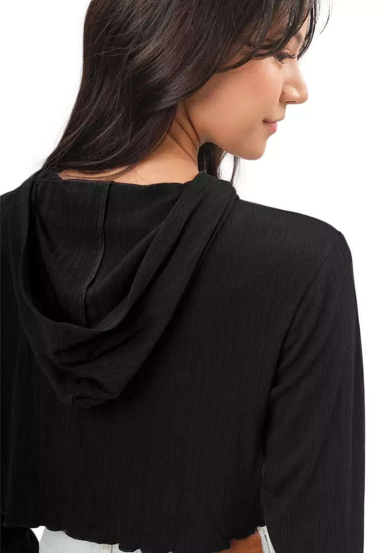 Cropped Boxy Hoodie with Lettuce Edge