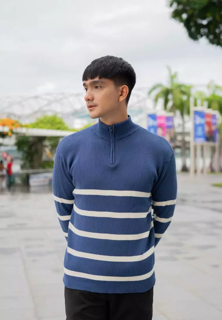Kale Dickson Blue / Sweater Rajut Lengan Panjang Pria premium berbahan dasar cotton wool