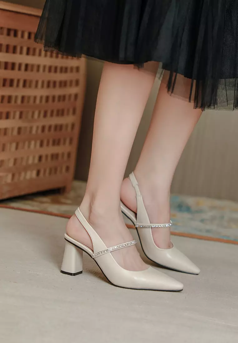 7.5CM Rhinestone Strap Slingback High Heel TE6347-8