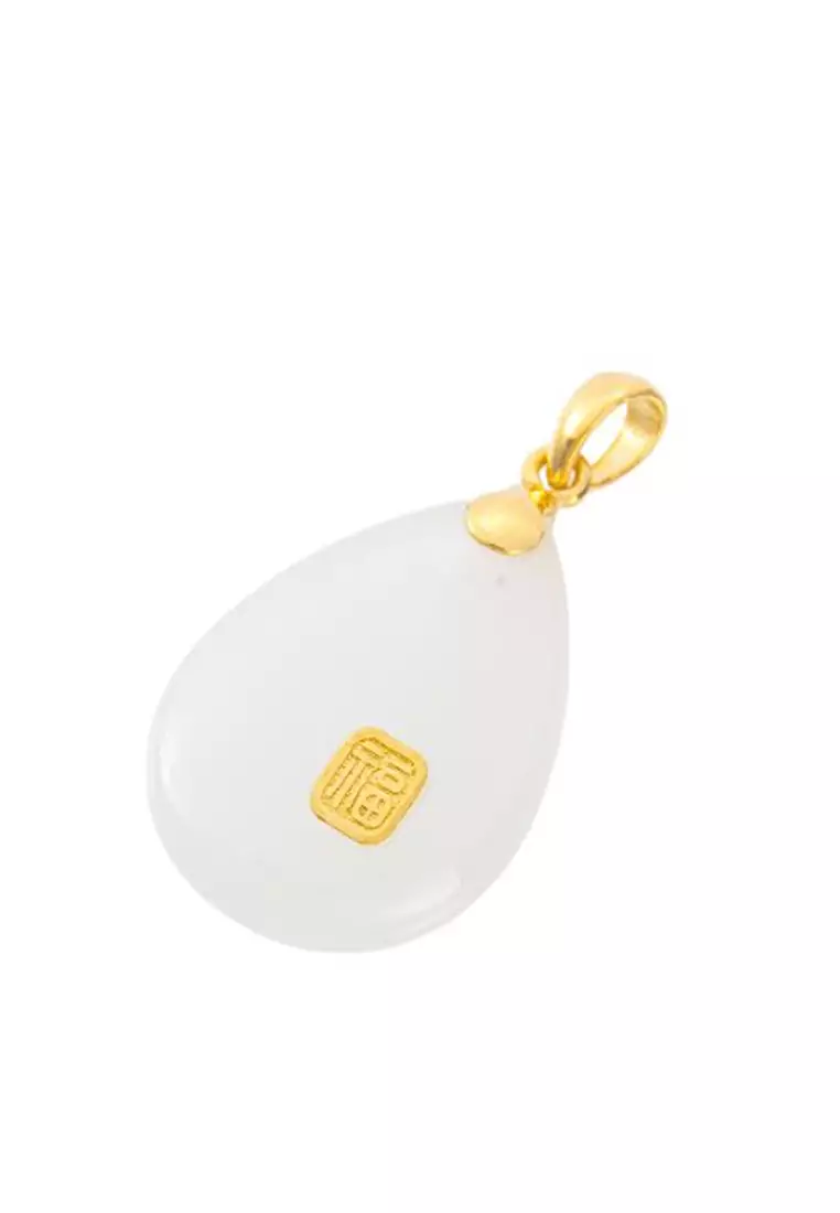 LITZ 999 (24K) Gold and Jade Pendant P182