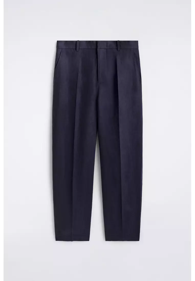 RELAXED LINEN TAPERED TROUSERS