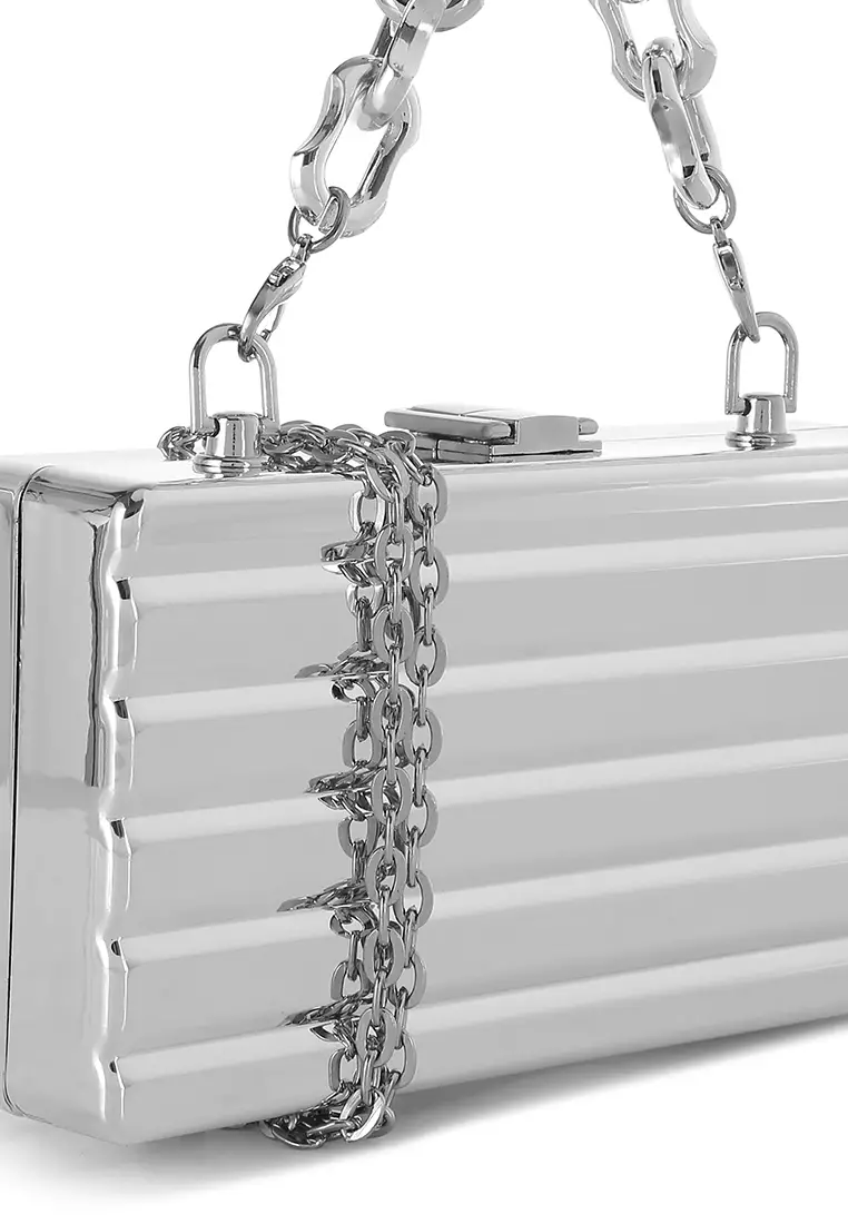 Silver Metallic Mini Box Purse