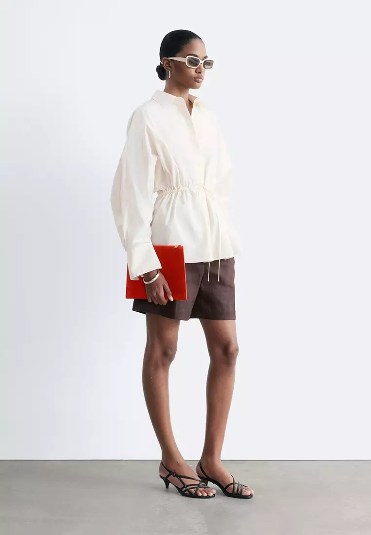 Cotton Poplin Drawstring Shirt