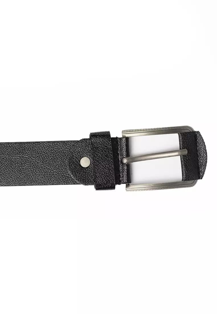 Ikat pinggang kulit belt leather pria HITAM motif BB