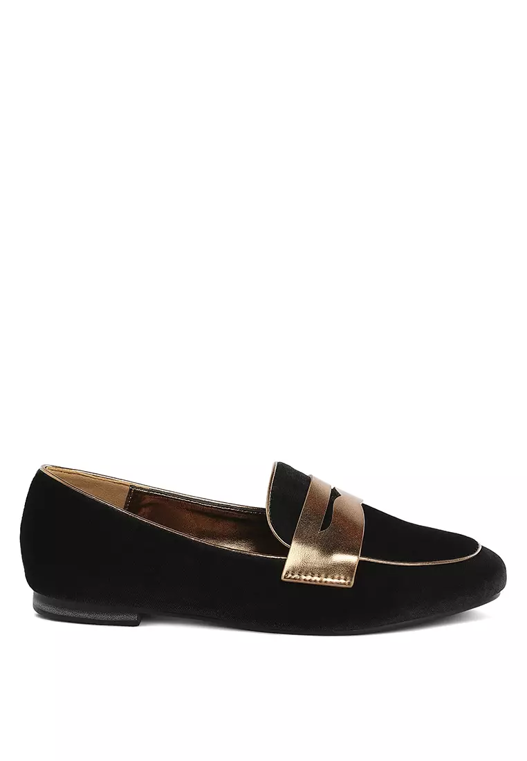 Discount on Rag & CO.  shoes - SKU: Penny Strap Velvet Loafers In Black