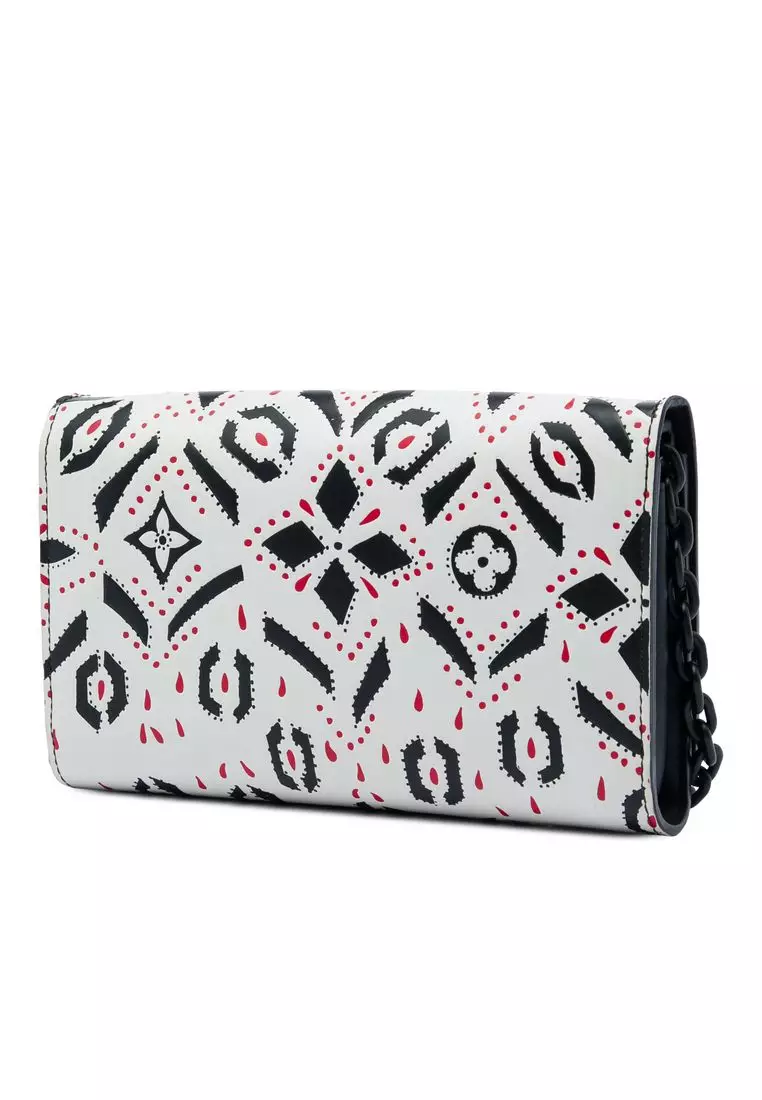 Pre-Loved Louis Vuitton Graphic Print Calfskin Twist Wallet On Chain