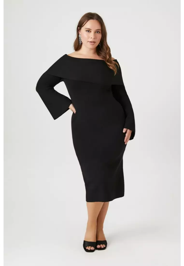 Off Shoulder Sweater Plus Size Black Knit Dress Buy FOREVER 21